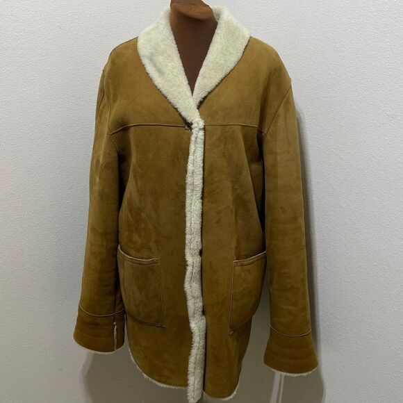 Vintage Owen Barry Tan Shearling
Jacket Coat Women’s Size Large - Picture 1 of 12